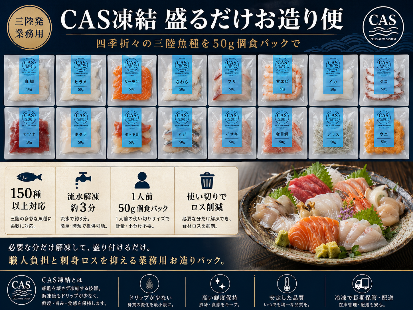盛るだけお造り天然旬凍（CAS凍結 50g個食お造りパック）