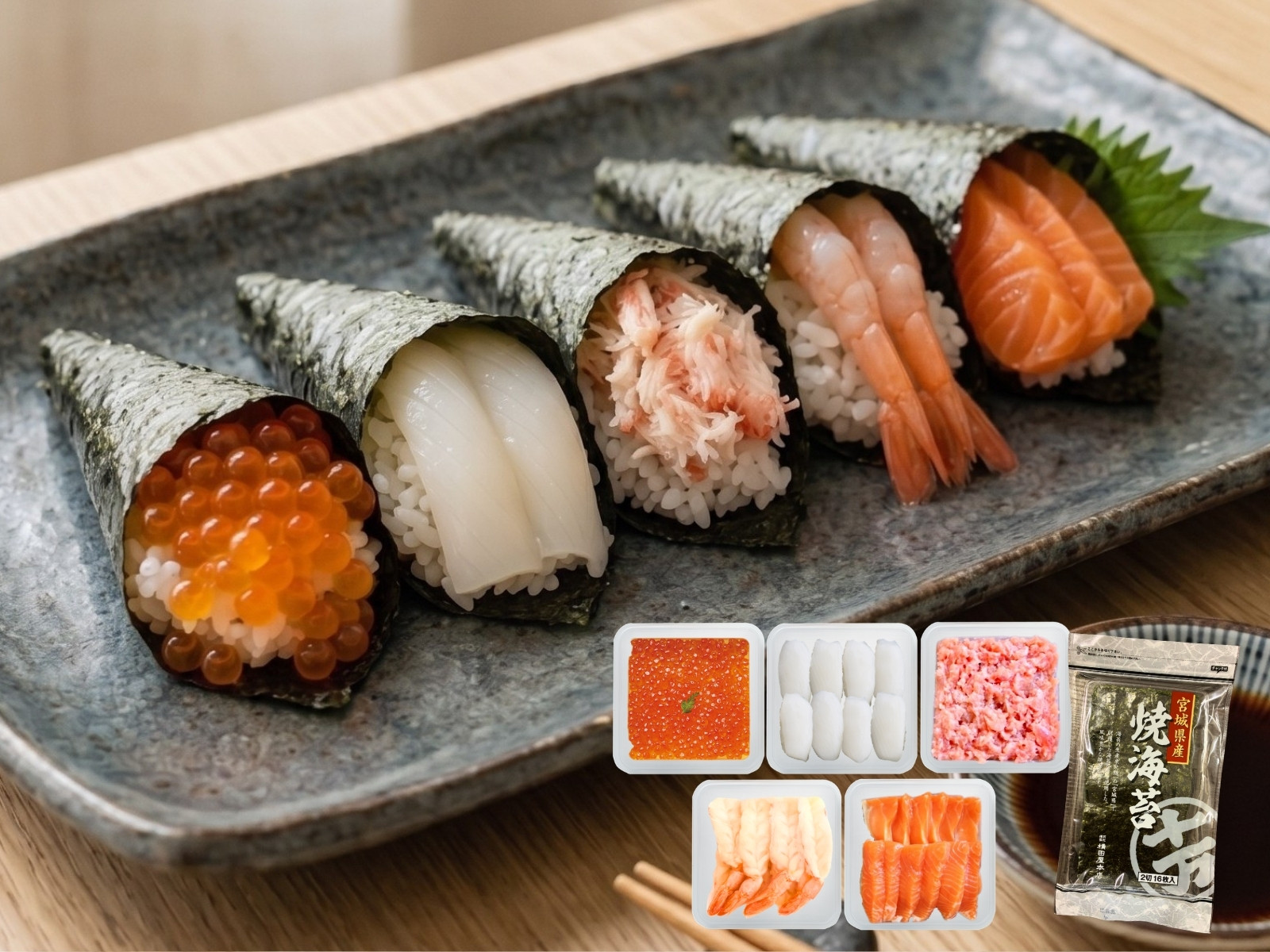 漁師めし 手巻き寿司セット（海鮮5品）