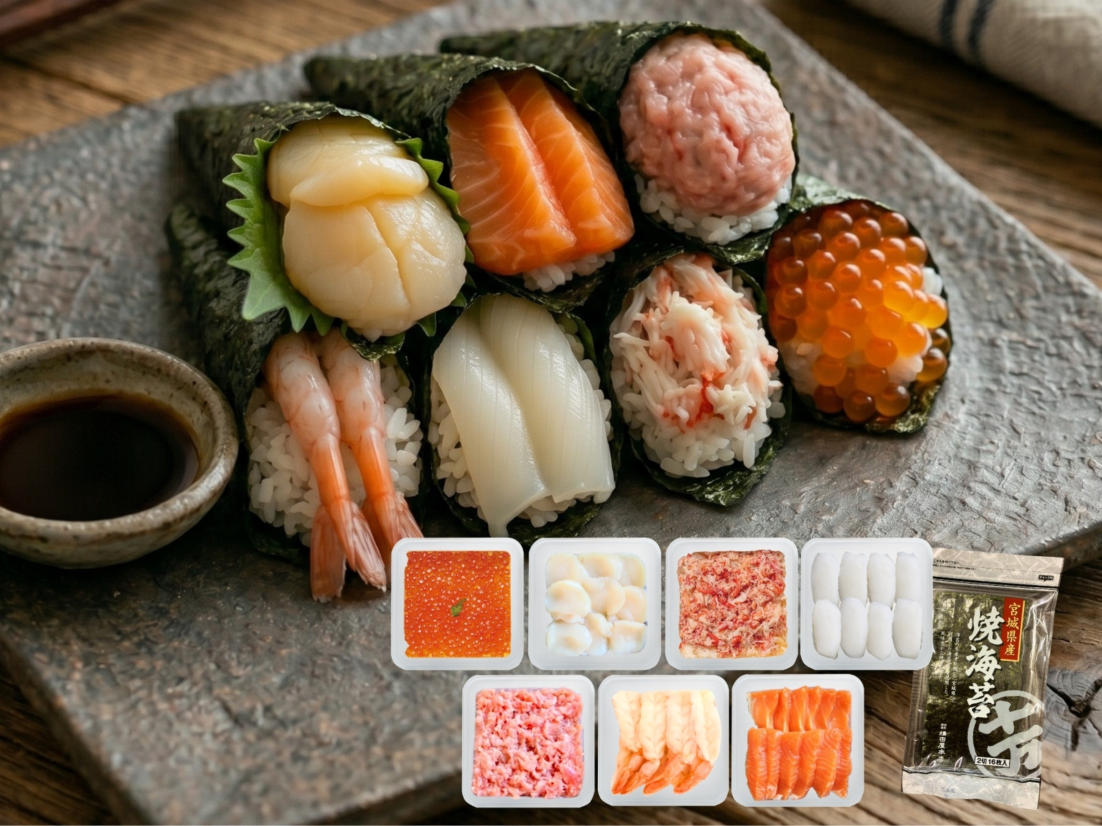 漁師めし 手巻き寿司セット（海鮮7品）